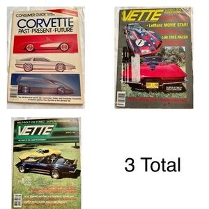 1982 Lot of 3 Vette Corvette Enthusiasts 1 Book 2 Magazines Vintage Memorabilia